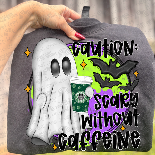 Starbees Hot Coffee Caution Scary Without Caffeine Ghost PNG File