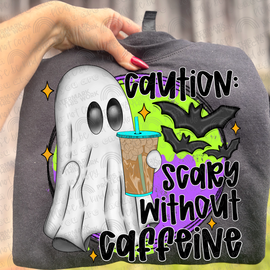 Iced Coffee Caution Scary Without Caffeine Ghost PNG File