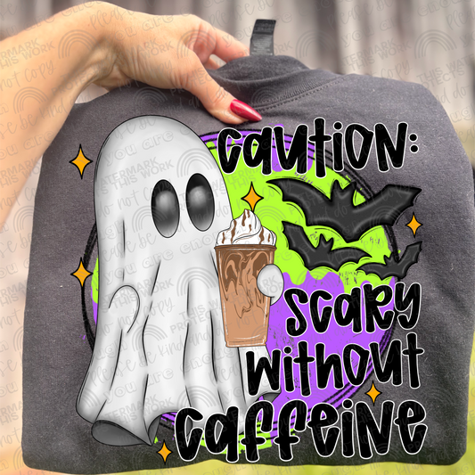 Frozen Coffee Caution Scary Without Caffeine Ghost PNG File