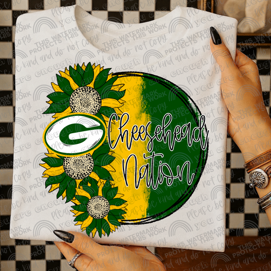 Cheesehead Nation Sunflowers with Sleeve- 2 PNG Files