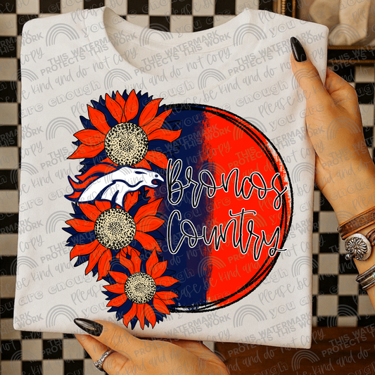 Broncos Country Sunflowers with Sleeve- 2 PNG Files