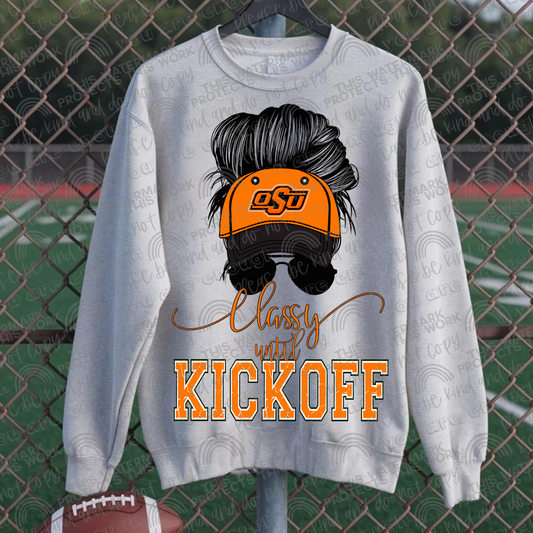 Classy Until Kickoff Messy Bun Hat OSU PNG File