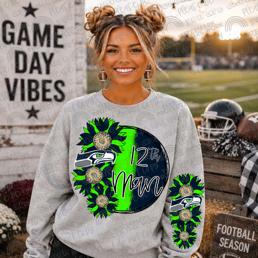 12th Man Sunflowers with Sleeve- 2 PNG Files