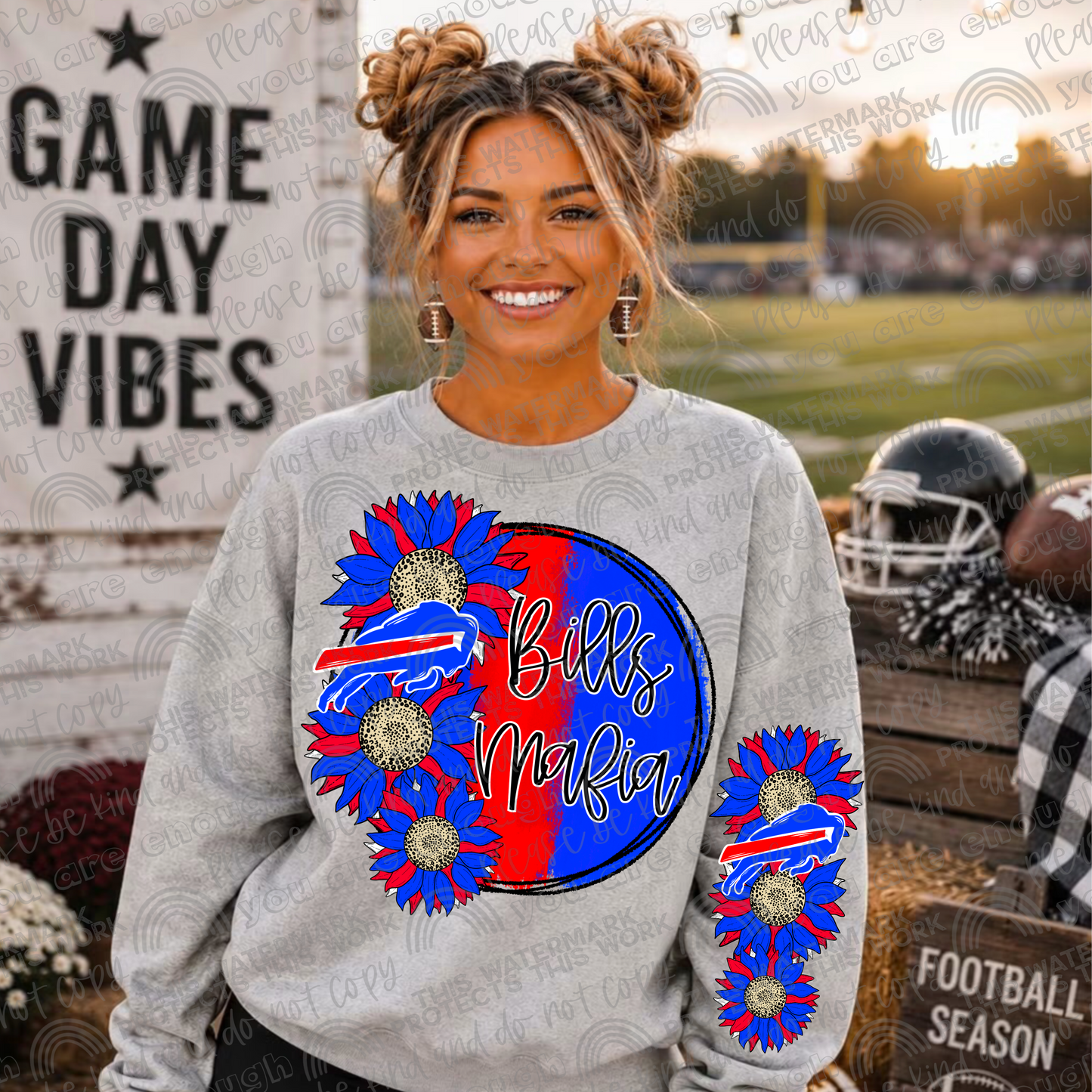 Sunflowers Pro Football Teams Bundle with Sleeves- 64 PNG Files