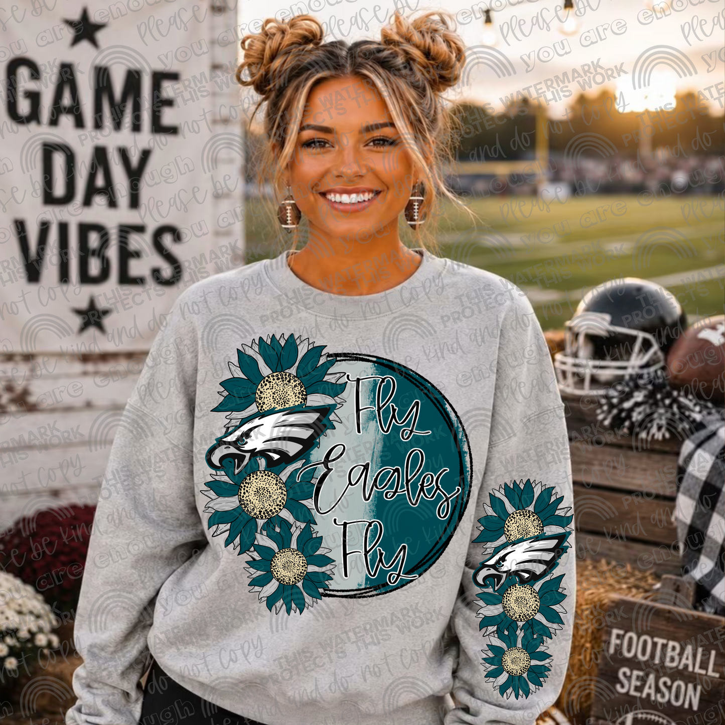 Fly Eagles Fly Sunflowers with Sleeve- 2 PNG Files