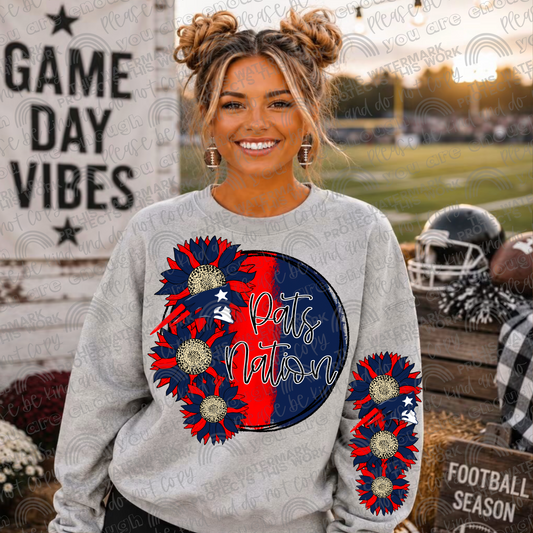 Pats Nation Sunflowers with Sleeve- 2 PNG Files