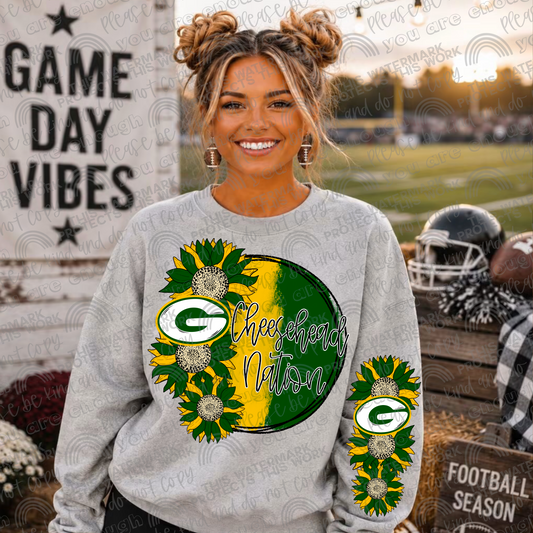 Cheesehead Nation Sunflowers with Sleeve- 2 PNG Files