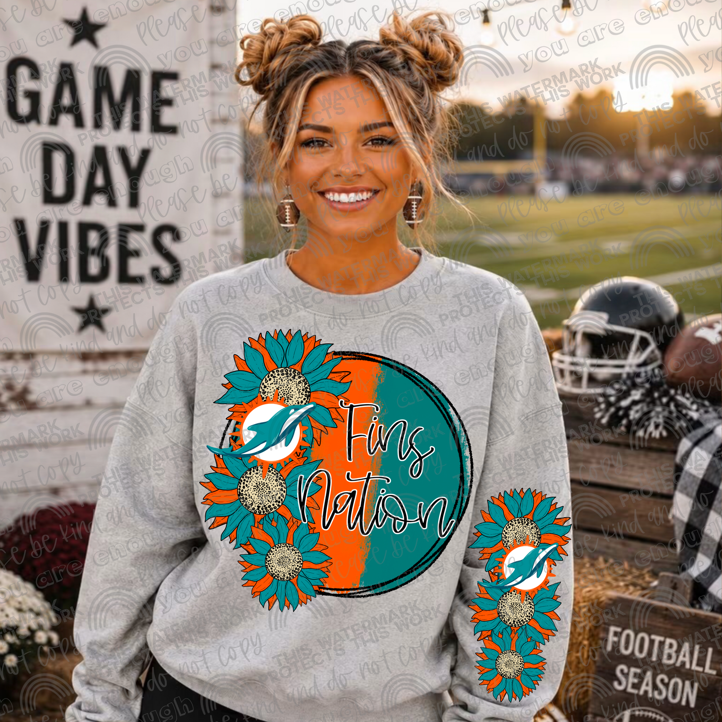Sunflowers Pro Football Teams Bundle with Sleeves- 64 PNG Files