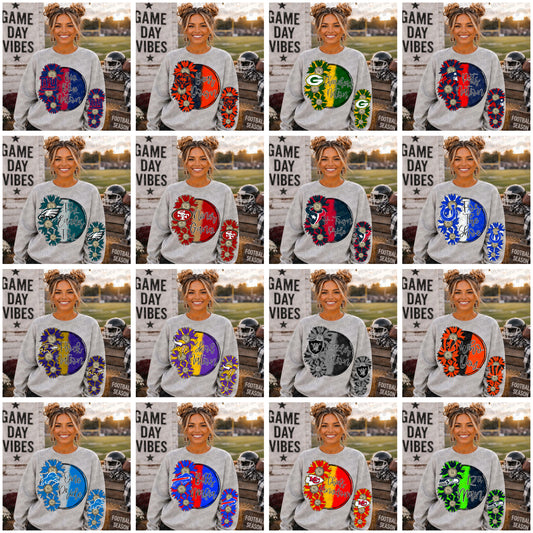Sunflowers Pro Football Teams Bundle with Sleeves- 64 PNG Files