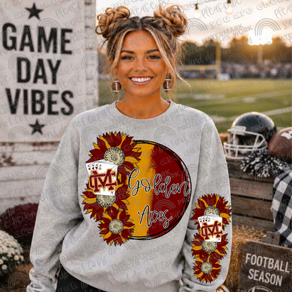 Custom High School Design Sunflower Circle with Sleeve- 2 PNG Files