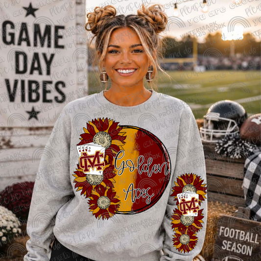 Custom High School Design Sunflower Circle with Sleeve- 2 PNG Files