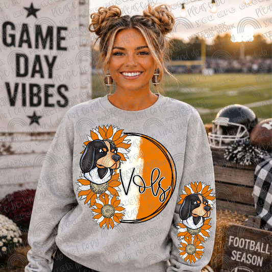 Vols & Go Big Orange Sunflowers with Sleeve (Logo and Mascot Versions)- 6 PNG Files