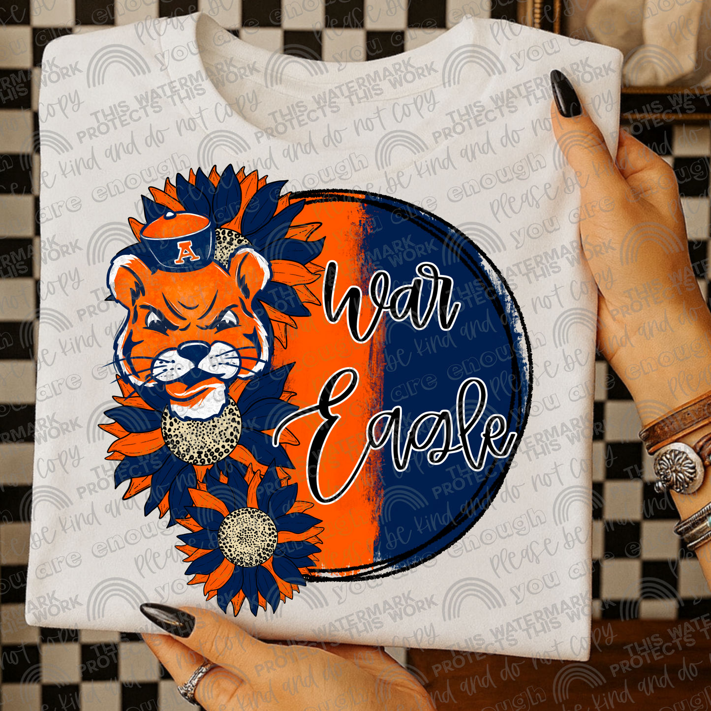 Auburn war Eagle Sunflowers with Sleeve (Logo and Mascot Versions)- 4 PNG Files