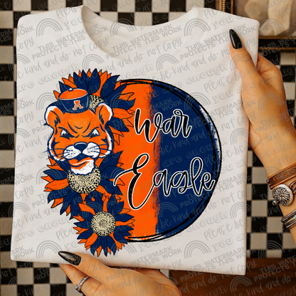 Auburn war Eagle Sunflowers with Sleeve (Logo and Mascot Versions)- 4 PNG Files