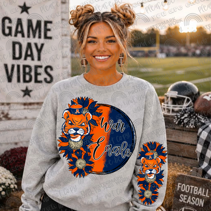 Auburn war Eagle Sunflowers with Sleeve (Logo and Mascot Versions)- 4 PNG Files