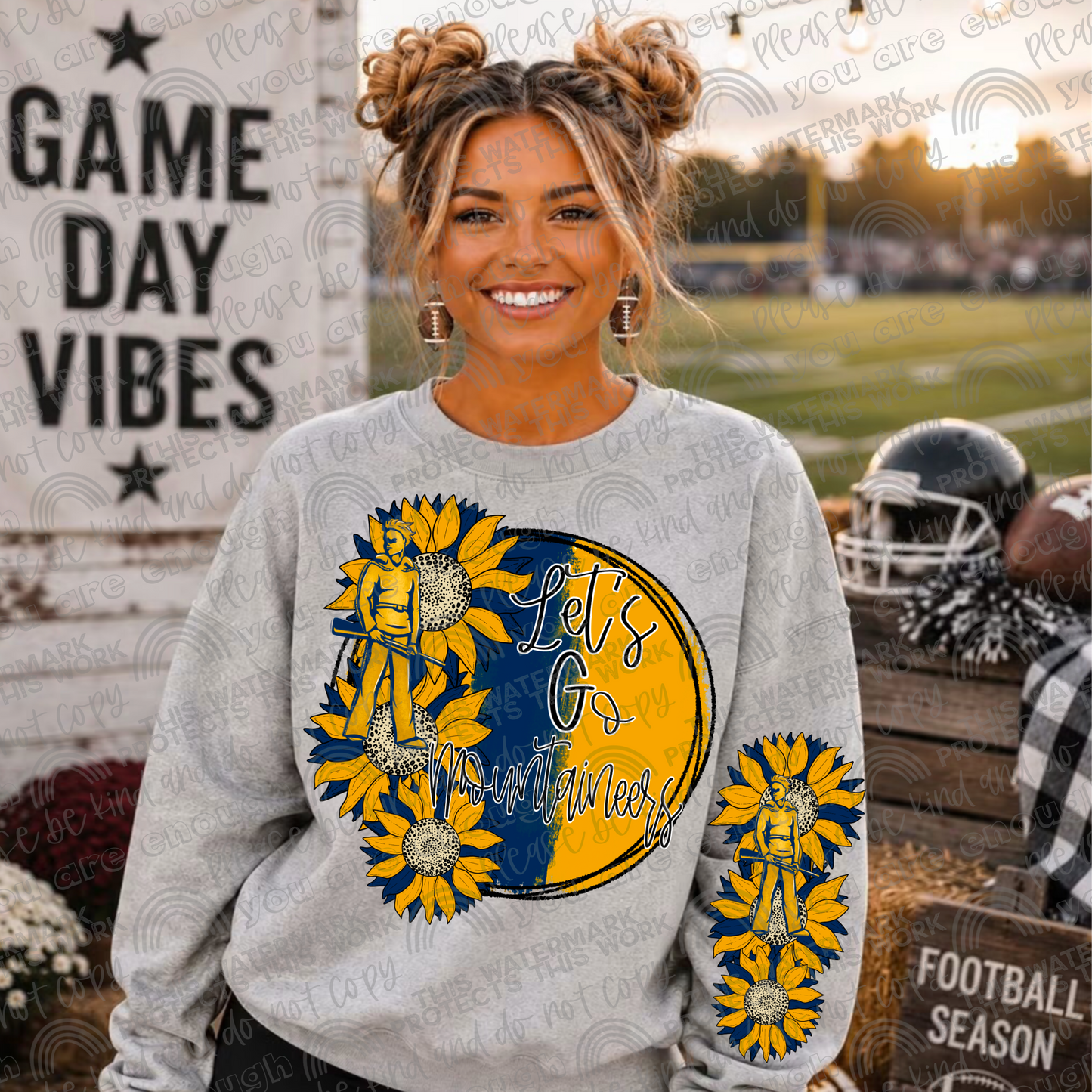 WV Mountaineers Sunflowers with Sleeve (Logo and Mascot Versions)- 4 PNG Files