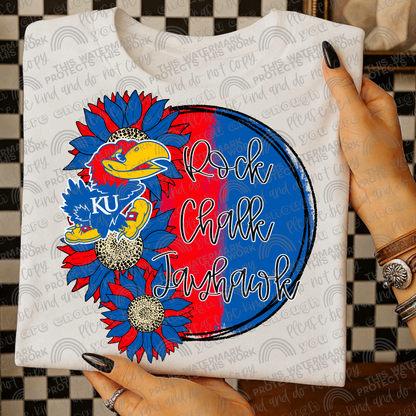 Jayhawks Sunflowers with Sleeve (Logo and Mascot Versions)- 4 PNG Files