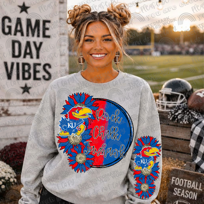 Jayhawks Sunflowers with Sleeve (Logo and Mascot Versions)- 4 PNG Files