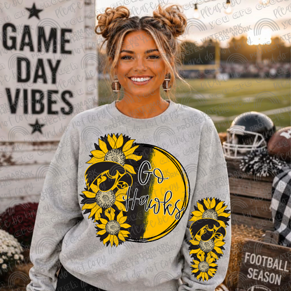 Iowa Hawkeyes Sunflowers with Sleeve (Logo and Mascot Versions)- 4 PNG Files
