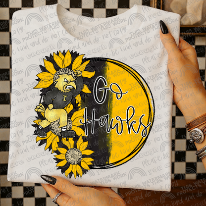Iowa Hawkeyes Sunflowers with Sleeve (Logo and Mascot Versions)- 4 PNG Files