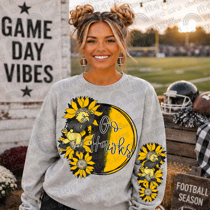 Iowa Hawkeyes Sunflowers with Sleeve (Logo and Mascot Versions)- 4 PNG Files