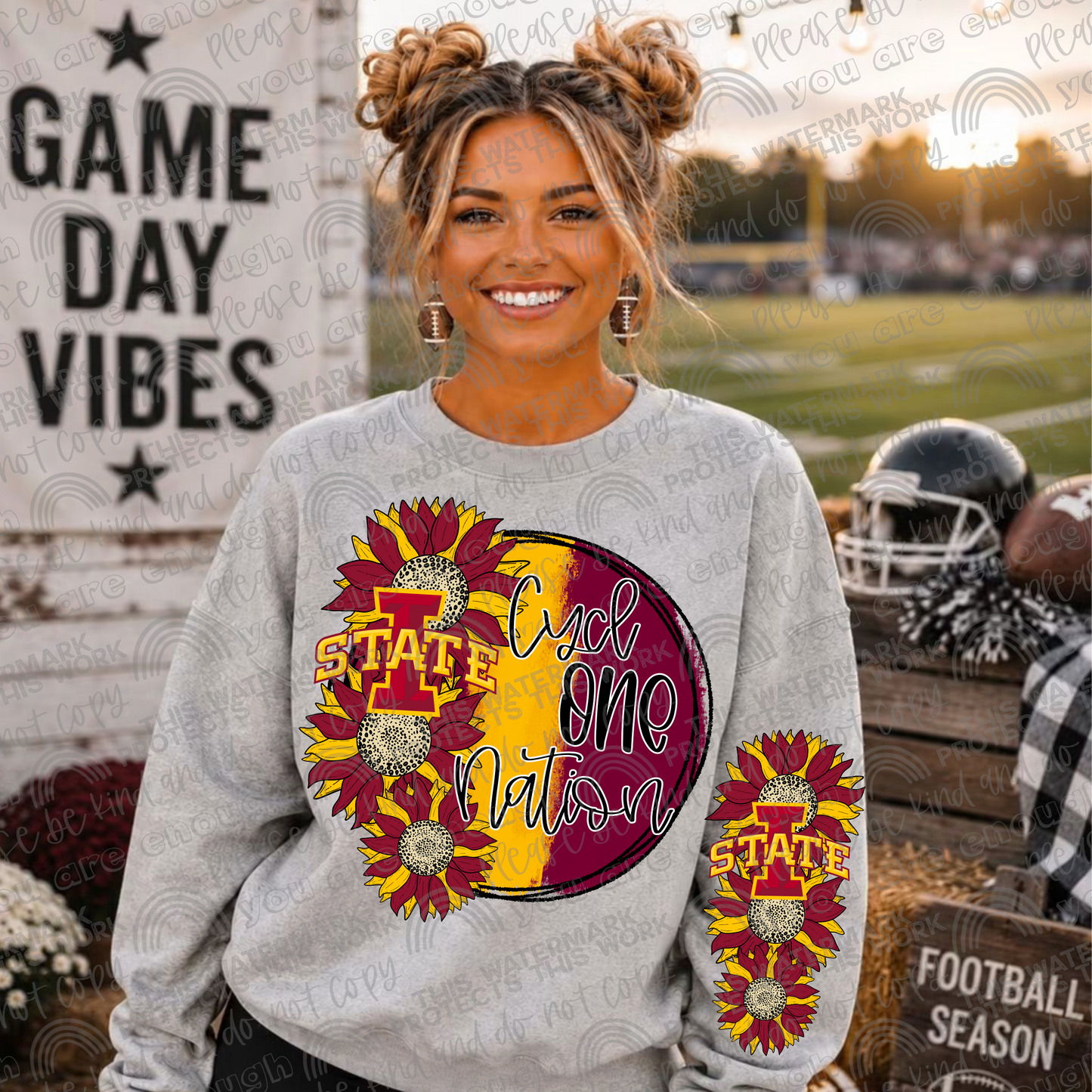 Iowa State Cyclones Sunflowers with Sleeve (Logo and Mascot Versions)- 4 PNG Files