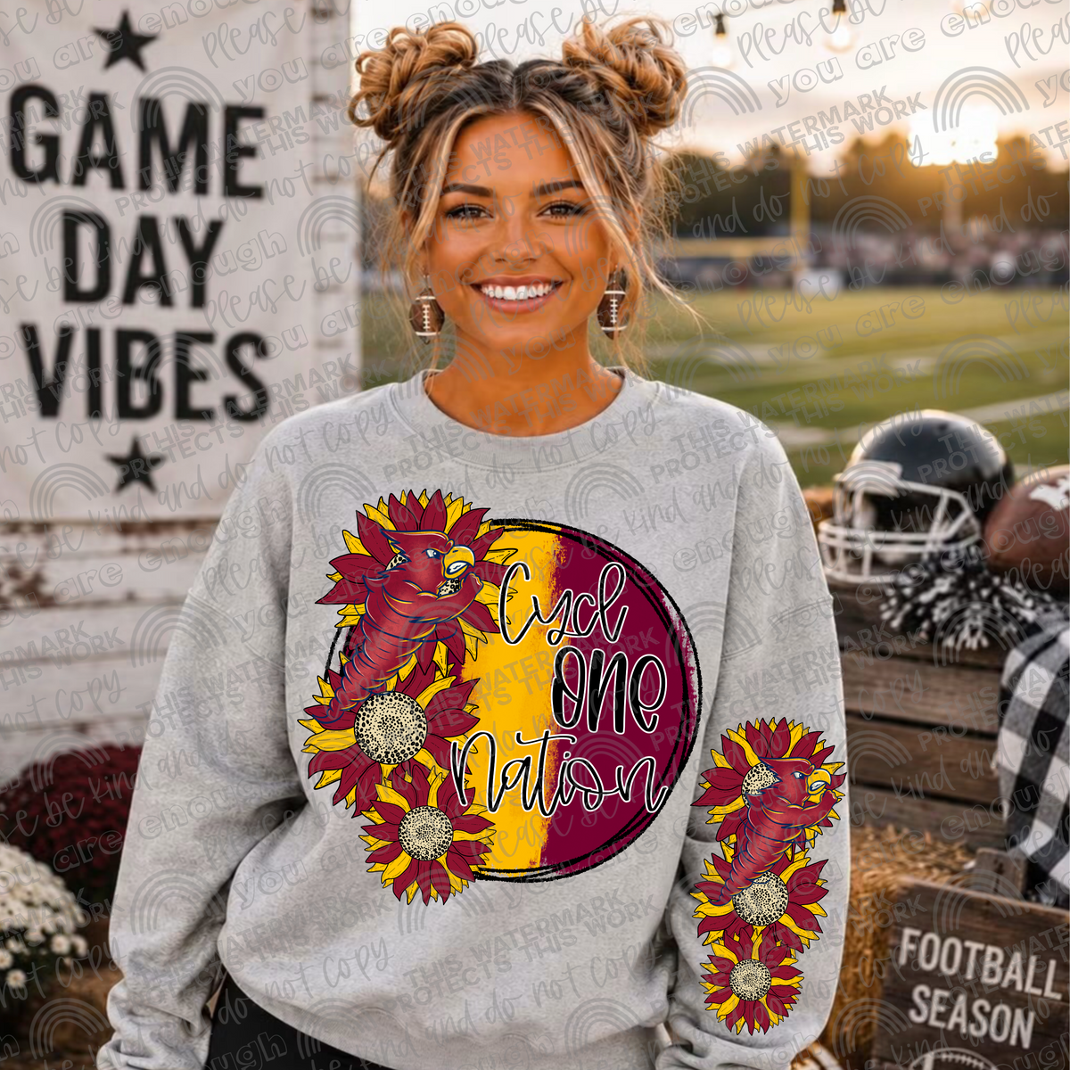 Iowa State Cyclones Sunflowers with Sleeve (Logo and Mascot Versions)- 4 PNG Files