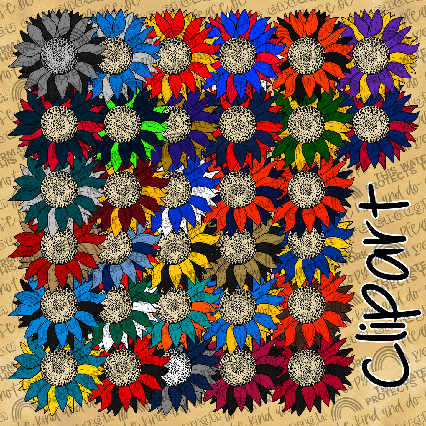 Sunflower Clipart Pro Football- 32 PNG Files