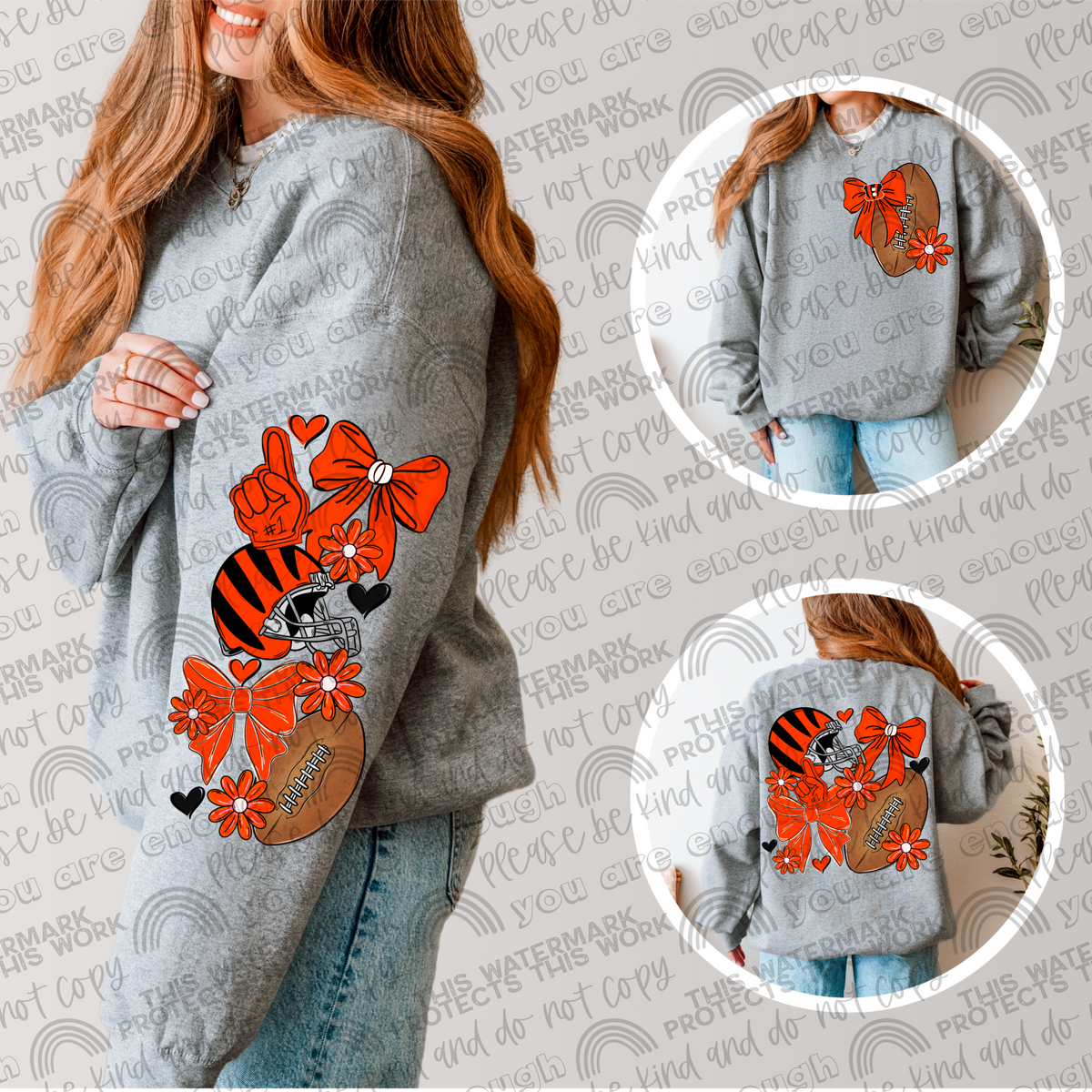Bengals Bows with Pocket and Sleeve- 3 PNG Files
