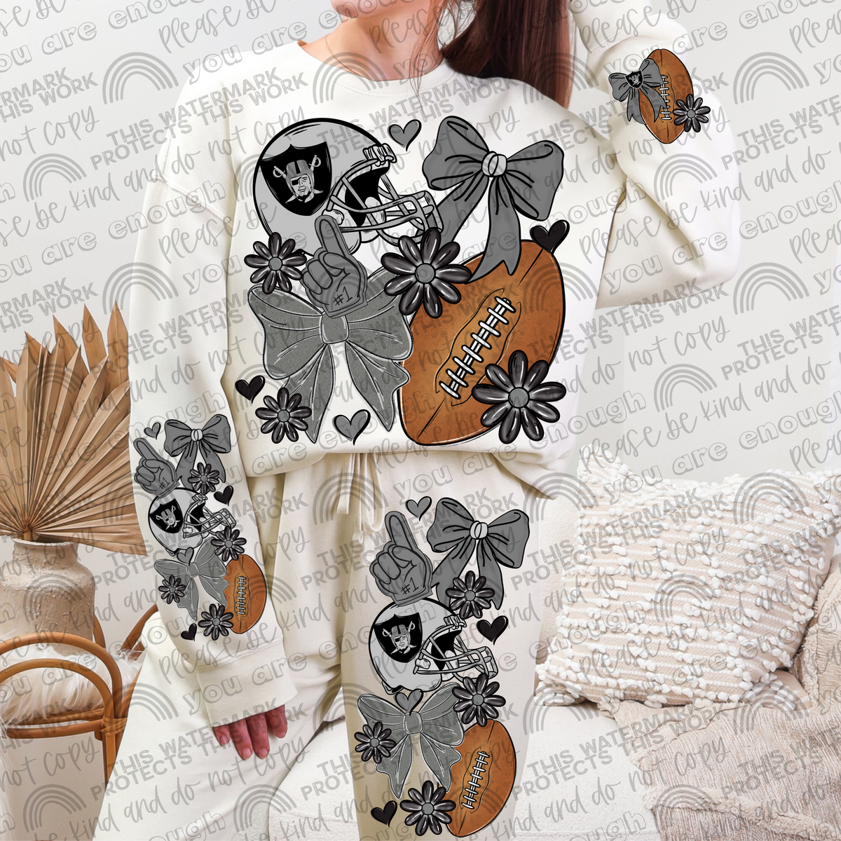 Pro and College Football Bows Bundle with Matching Sleeves and Pockets- 60 Teams- 180 PNG Files