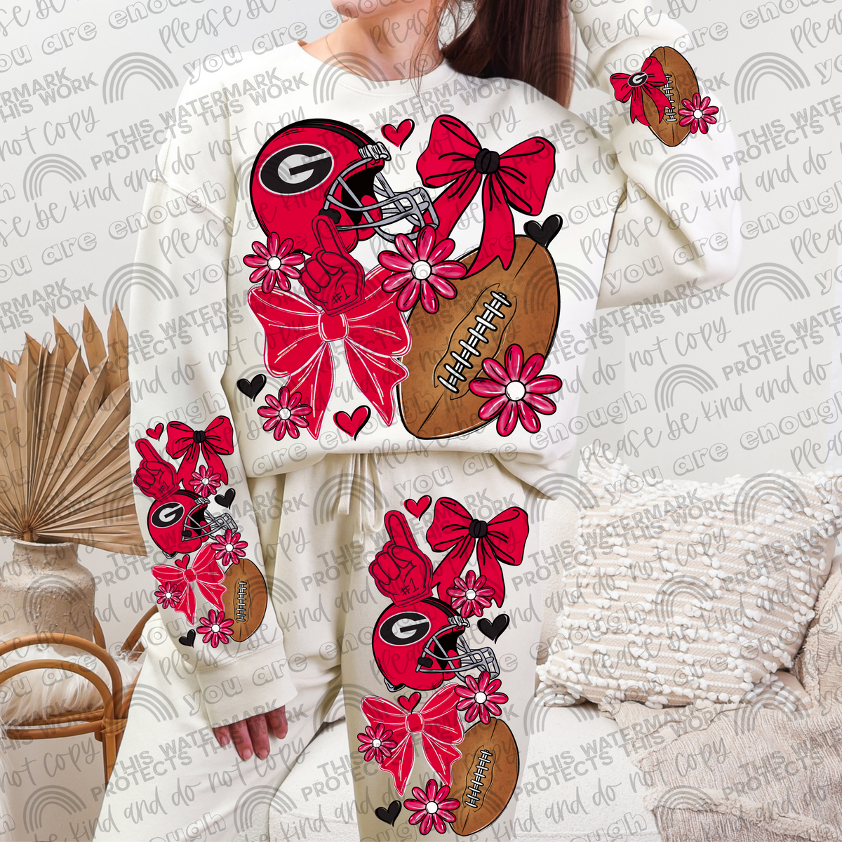 Pro and College Football Bows Bundle with Matching Sleeves and Pockets- 60 Teams- 180 PNG Files