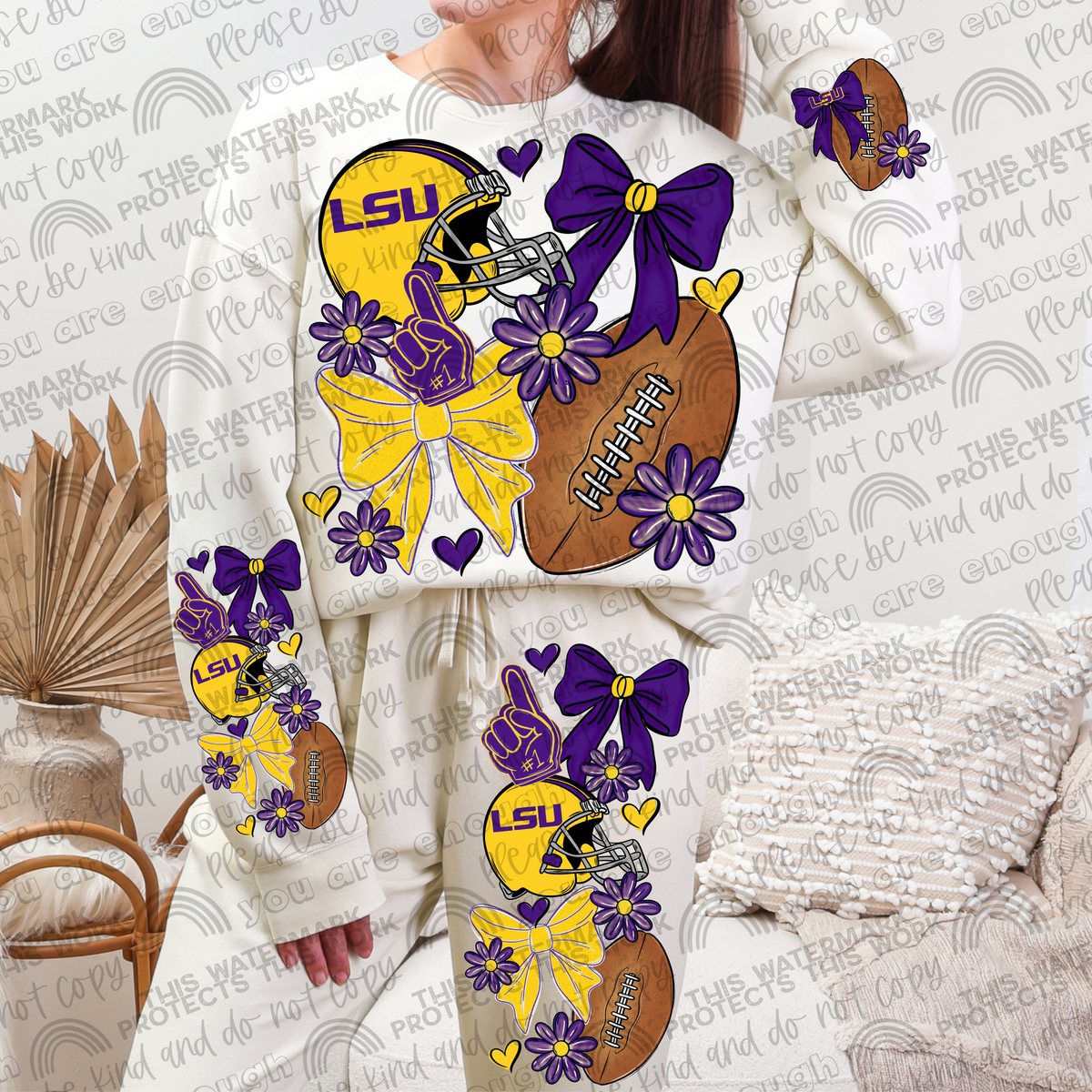 Pro and College Football Bows Bundle with Matching Sleeves and Pockets- 60 Teams- 180 PNG Files