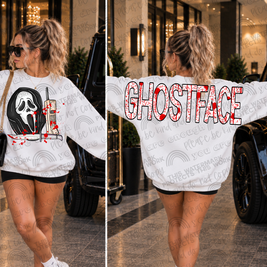 Ghostface Halloween Big Backs Front and Oversized Back- 2 PNG Files