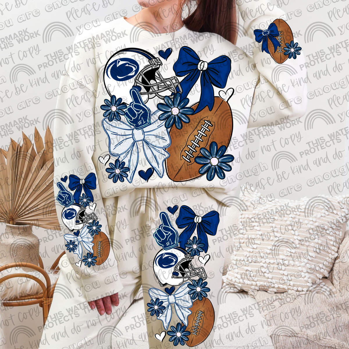 Pro and College Football Bows Bundle with Matching Sleeves and Pockets- 60 Teams- 180 PNG Files