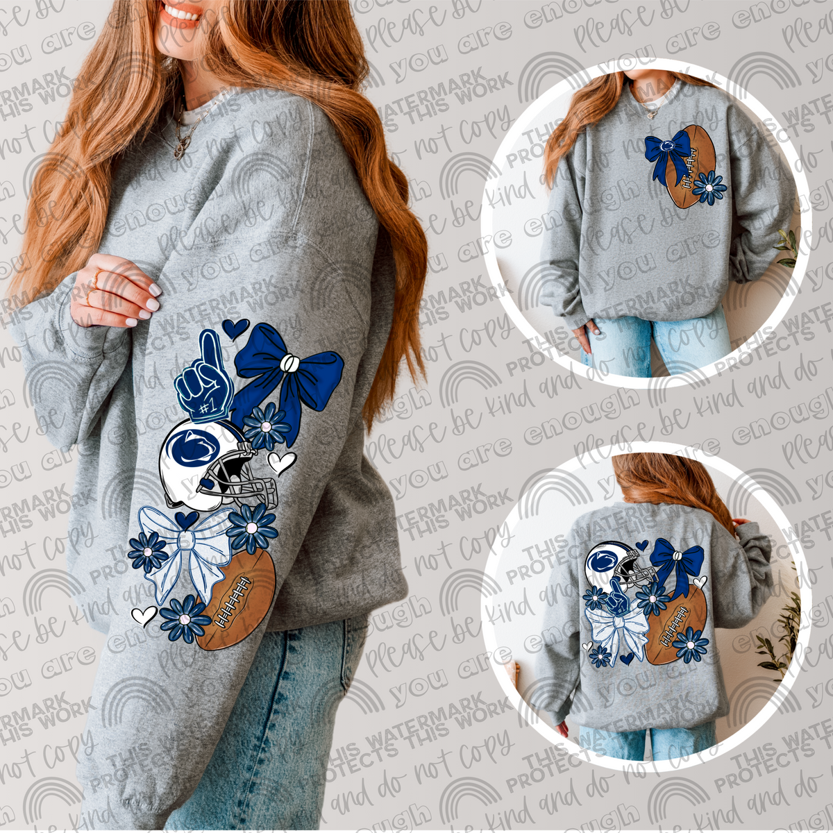 Pro and College Football Bows Bundle with Matching Sleeves and Pockets- 60 Teams- 180 PNG Files