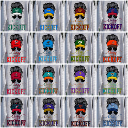 Classy Until Kickoff Messy Bun Hat Pro Football Bundle- 32 PNG Files