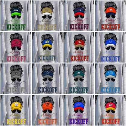 Classy Until Kickoff Messy Bun Hat Pro Football Bundle- 32 PNG Files
