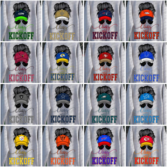 Classy Until Kickoff Messy Bun Hat Pro Football Bundle- 32 PNG Files