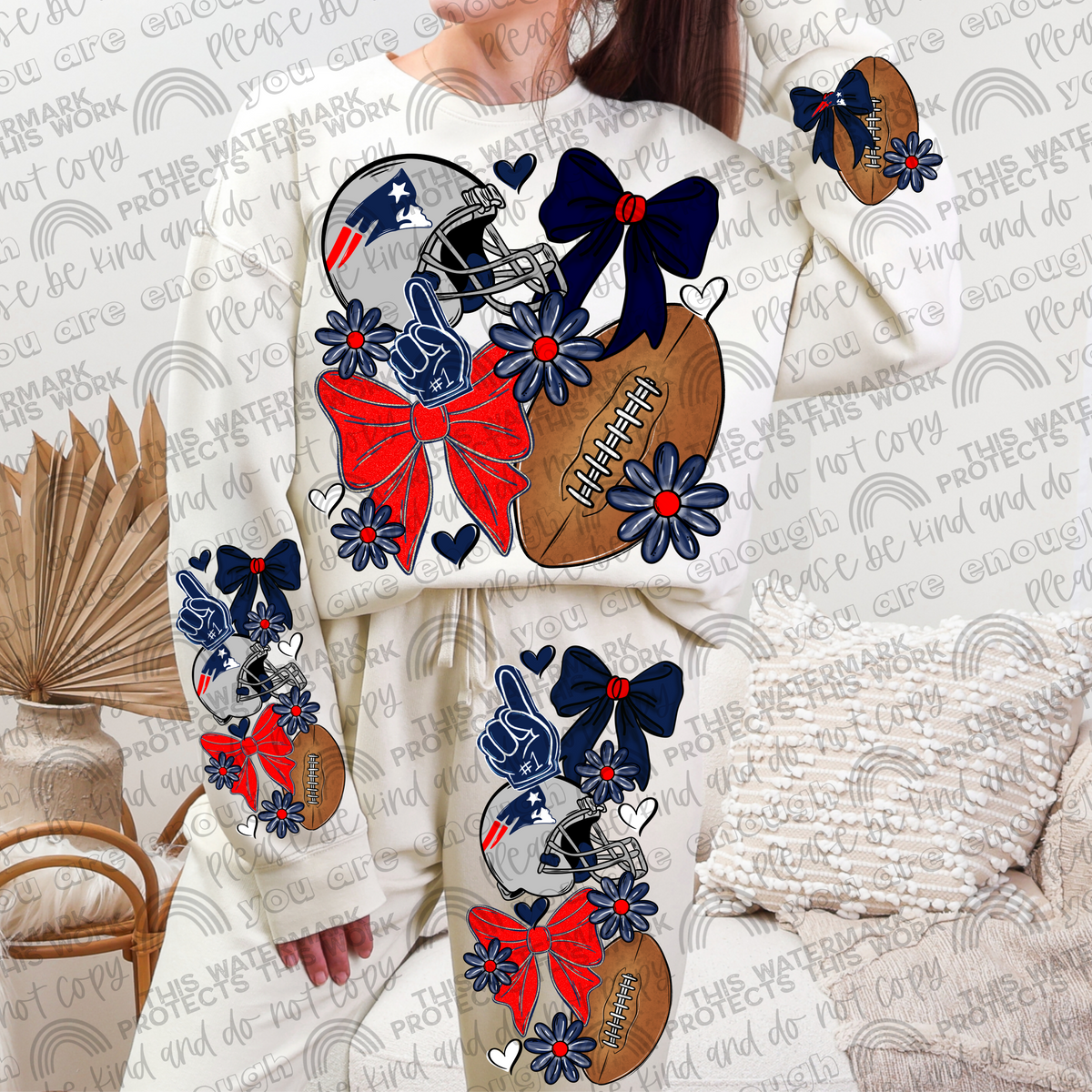 Pro and College Football Bows Bundle with Matching Sleeves and Pockets- 60 Teams- 180 PNG Files