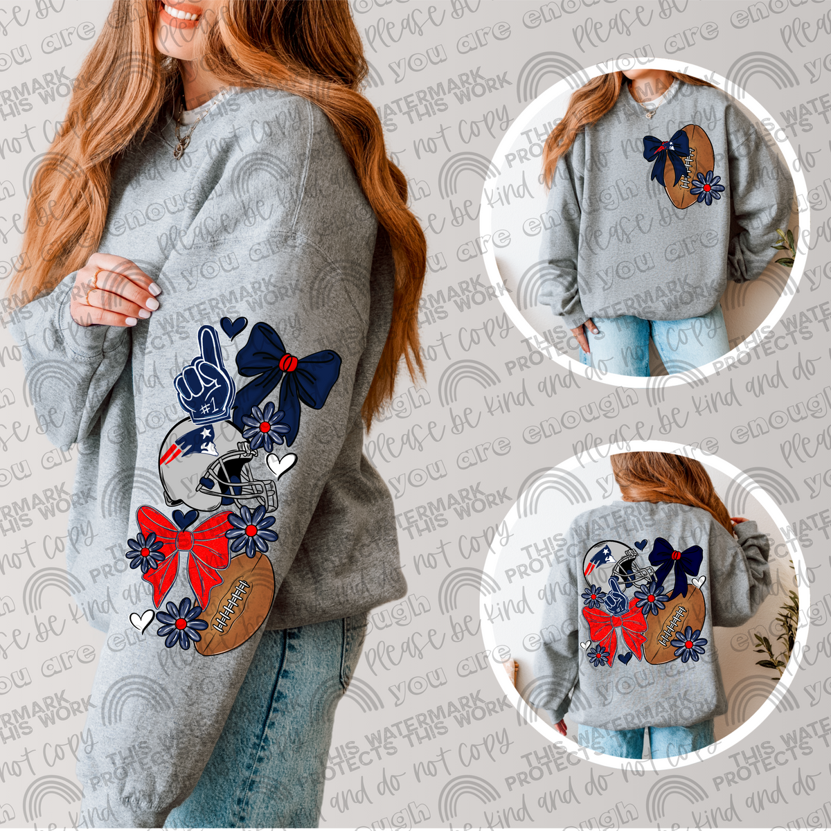 Pro and College Football Bows Bundle with Matching Sleeves and Pockets- 60 Teams- 180 PNG Files