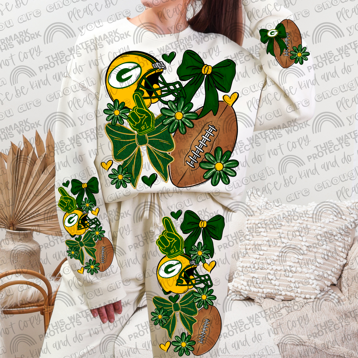 Pro and College Football Bows Bundle with Matching Sleeves and Pockets- 60 Teams- 180 PNG Files