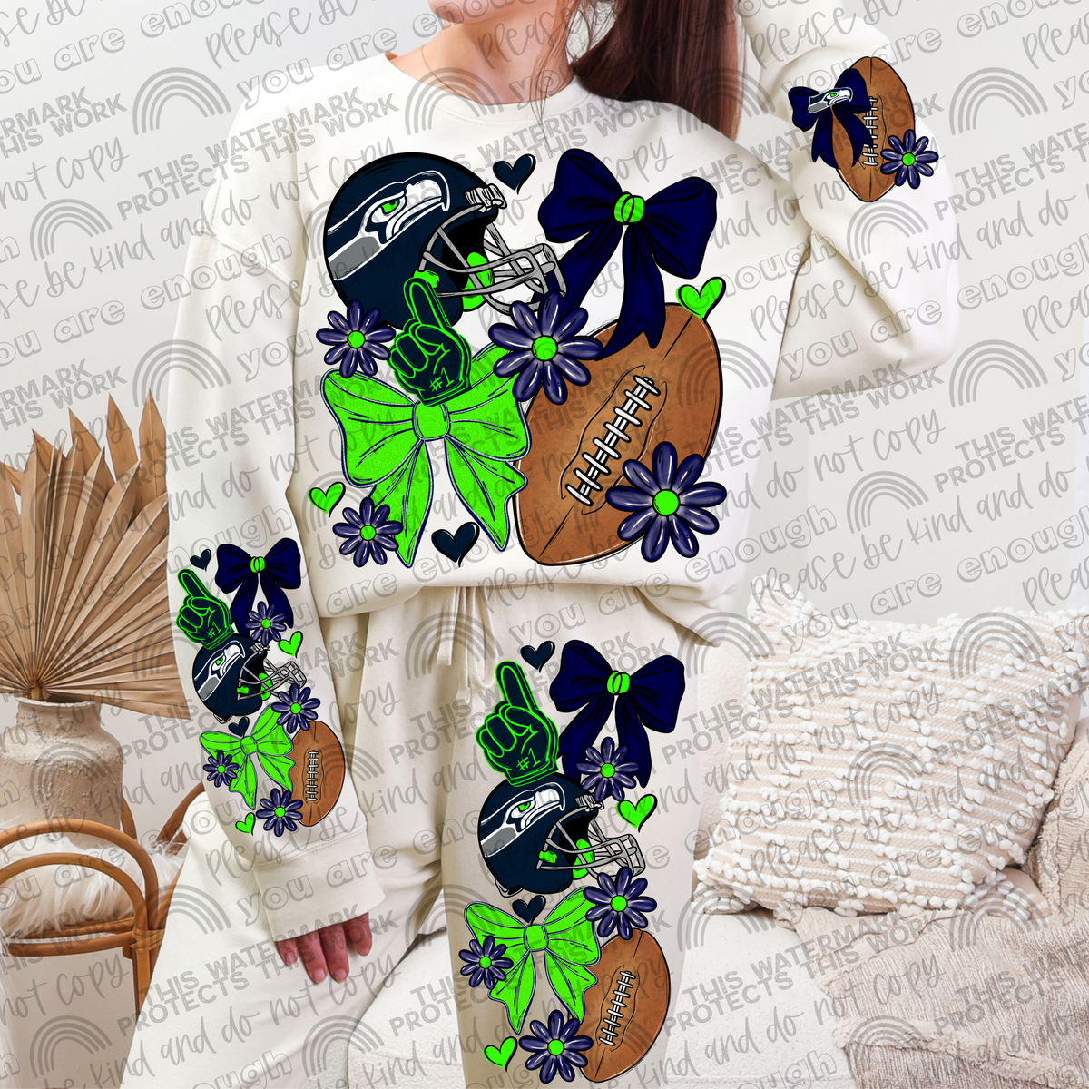 Pro and College Football Bows Bundle with Matching Sleeves and Pockets- 60 Teams- 180 PNG Files