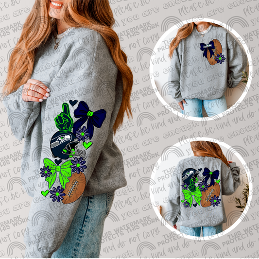 Seahawks Bows with Pocket and Sleeve- 3 PNG Files