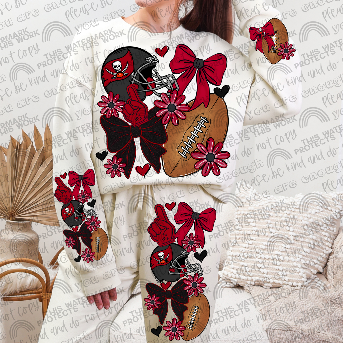 Pro and College Football Bows Bundle with Matching Sleeves and Pockets- 60 Teams- 180 PNG Files